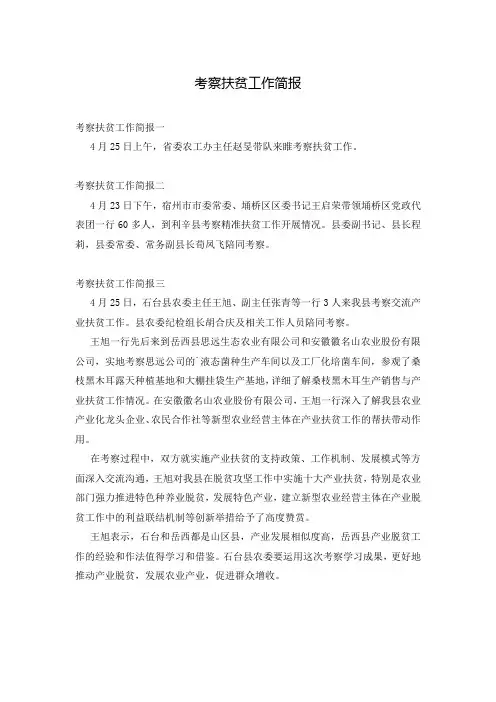 考察扶贫工作简报