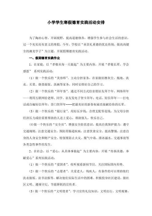 小学德育实践作业