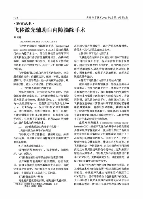 飞秒激光辅助白内障摘除手术