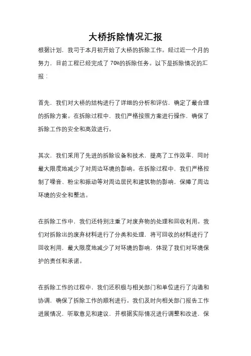 大桥拆除情况汇报