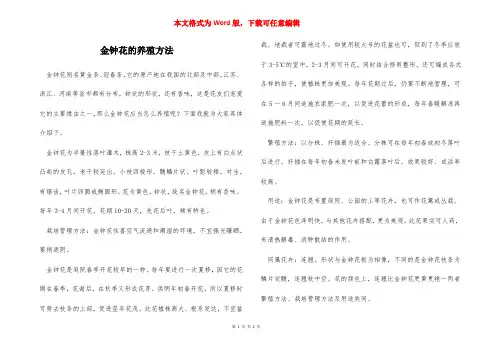 金钟花的养殖方法