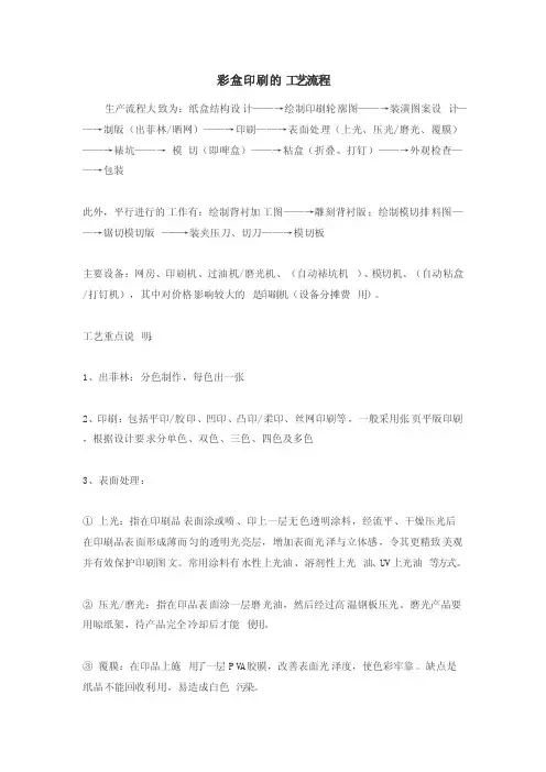 彩盒印刷的工艺流程