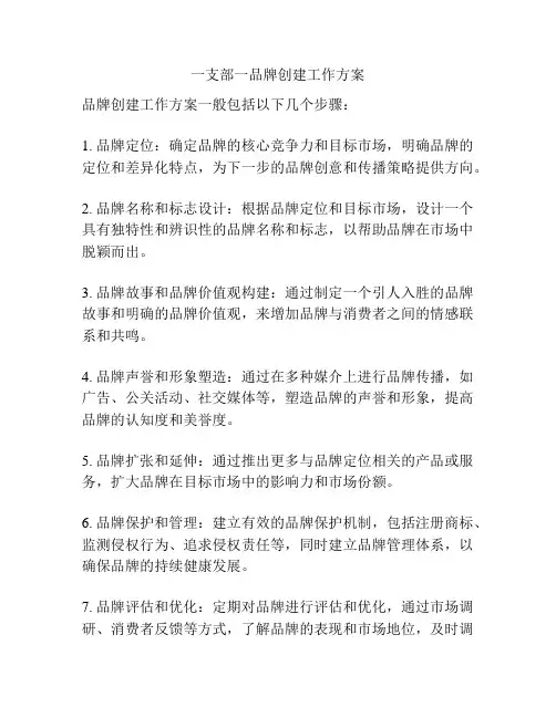 一支部一品牌创建工作方案