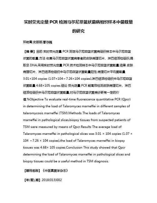 实时荧光定量PCR检测马尔尼菲篮状菌病组织样本中菌载量的研究