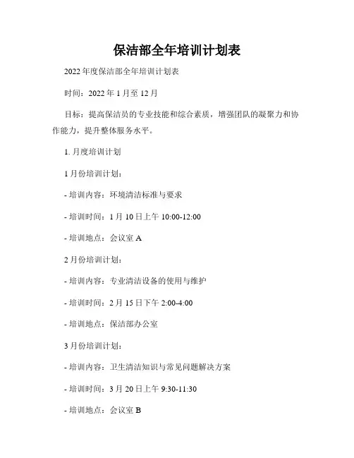 保洁部全年培训计划表