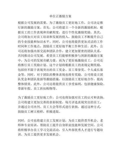 单位正激励方案