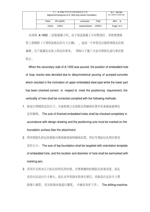 AA-1002环管反应器基础处理方案