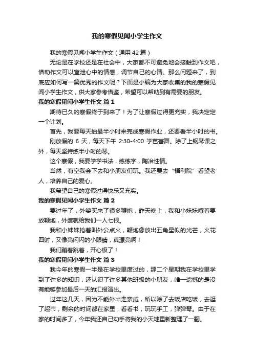 我的寒假见闻小学生作文（通用42篇）