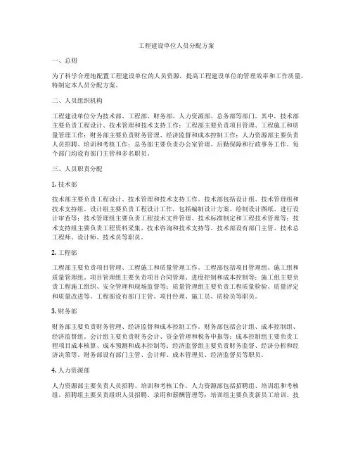工程建设单位人员分配方案