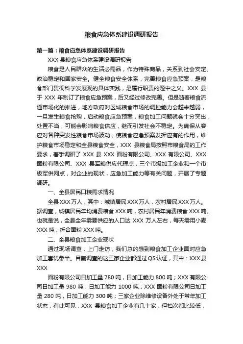 粮食应急体系建设调研报告