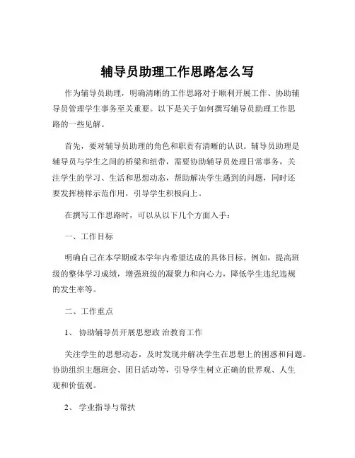 辅导员助理工作思路怎么写