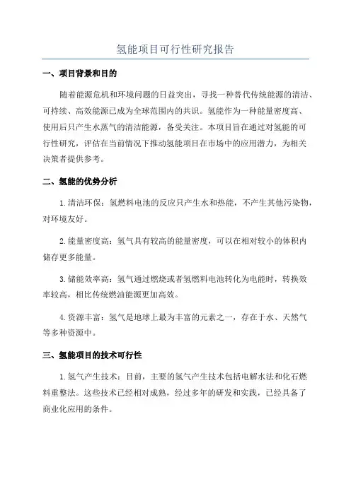 氢能项目可行性研究报告