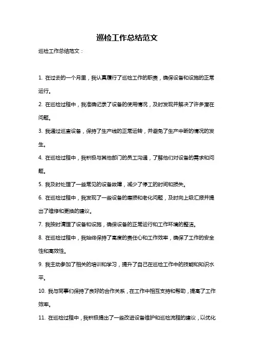 巡检工作总结范文