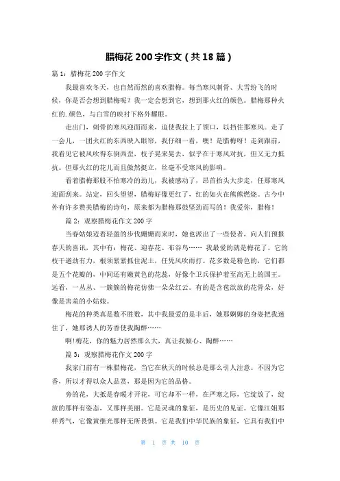 腊梅花200字作文(共18篇)