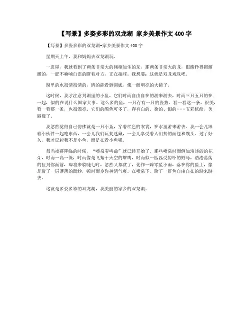 【写景】多姿多彩的双龙湖 家乡美景作文400字