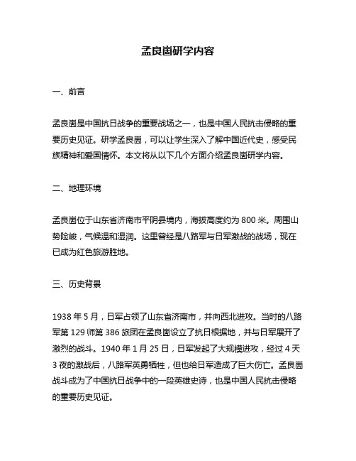 孟良崮研学内容