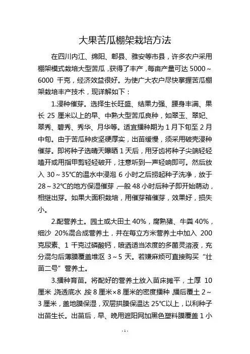 大果苦瓜棚架栽培方法
