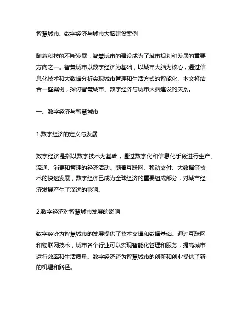 智慧城市、数字经济与城市大脑建设案例