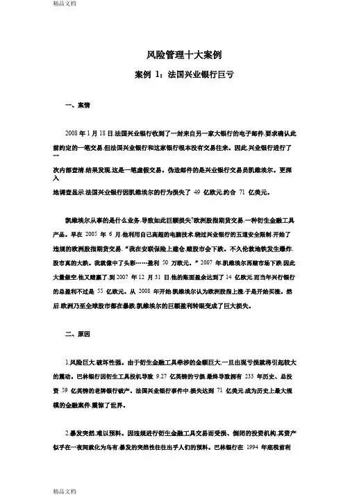 最新十大经典风险管理案例.pdf资料