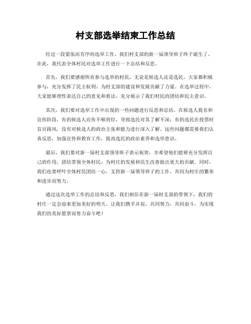 村支部选举结束工作总结