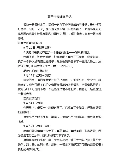 蒜苗生长观察日记（精选7篇）
