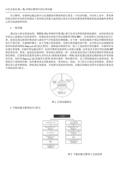 白色及染色PA／EL织物后整理中的泛黄问题