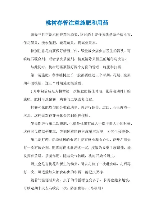 桃树春管注意施肥和用药