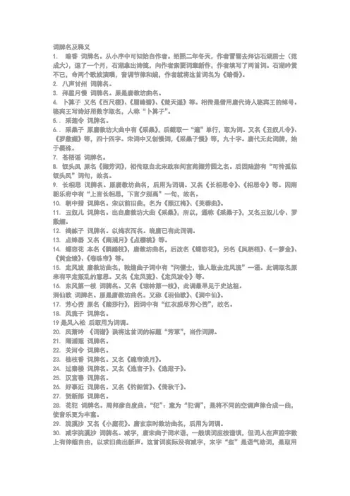 常见词牌名及释义