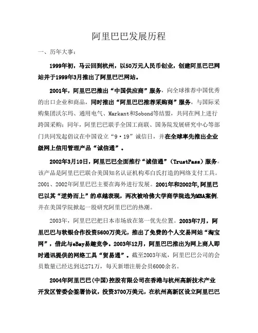 阿里巴巴发展历程