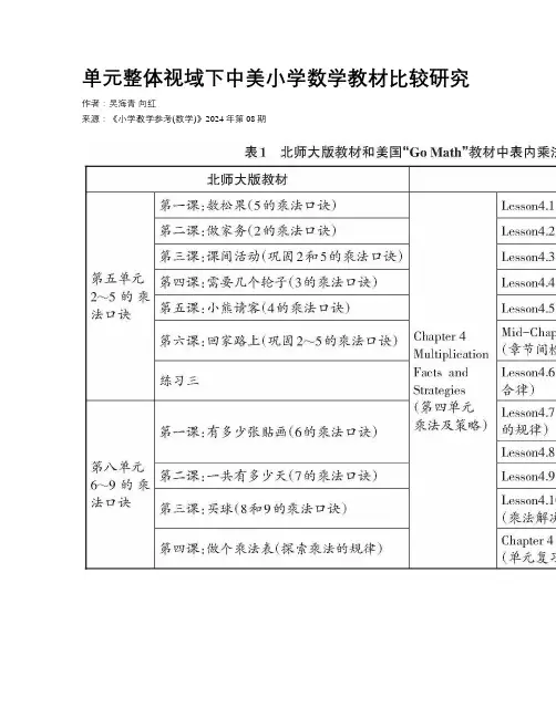 单元整体视域下中美小学数学教材比较研究