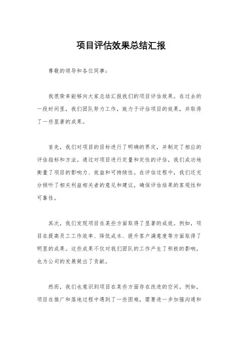 项目评估效果总结汇报