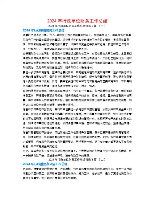 2024年行政单位财务工作总结3篇