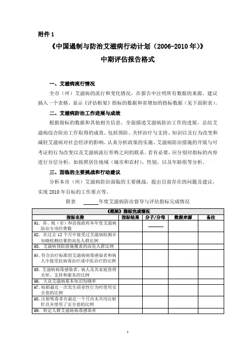 中国遏制与防治艾滋病行动计划(2006-2010年)