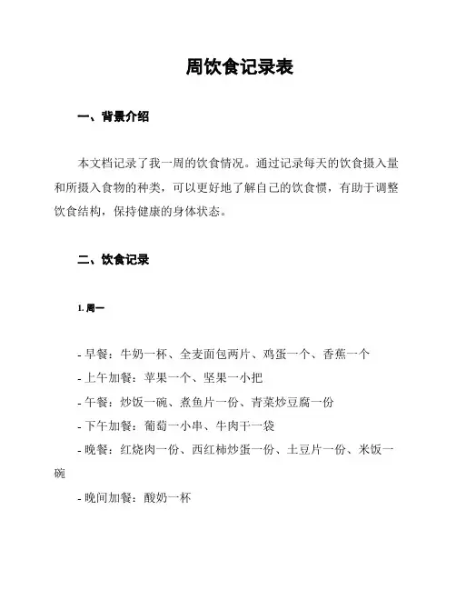 周饮食记录表