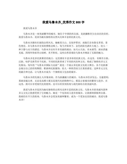 我爱乌鲁木齐_优秀作文800字