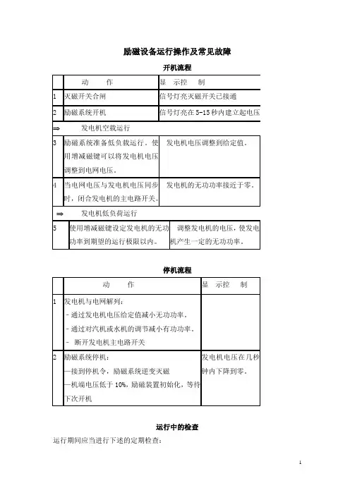 励磁设备运行操作及常见故障 Word 文档