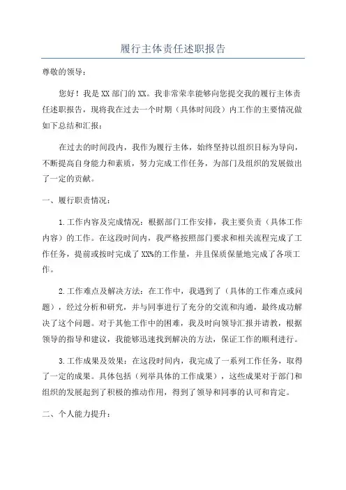履行主体责任述职报告