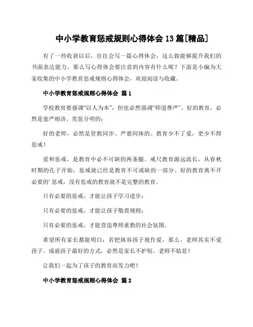 中小学教育惩戒规则心得体会13篇