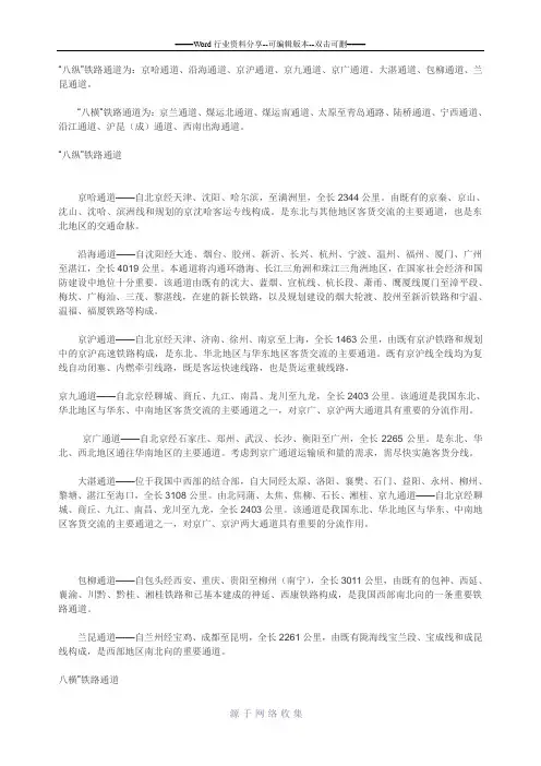 中国铁路的八纵八横