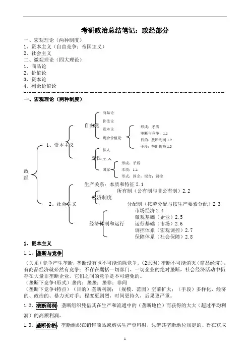 考研政治总结笔记：政经部分