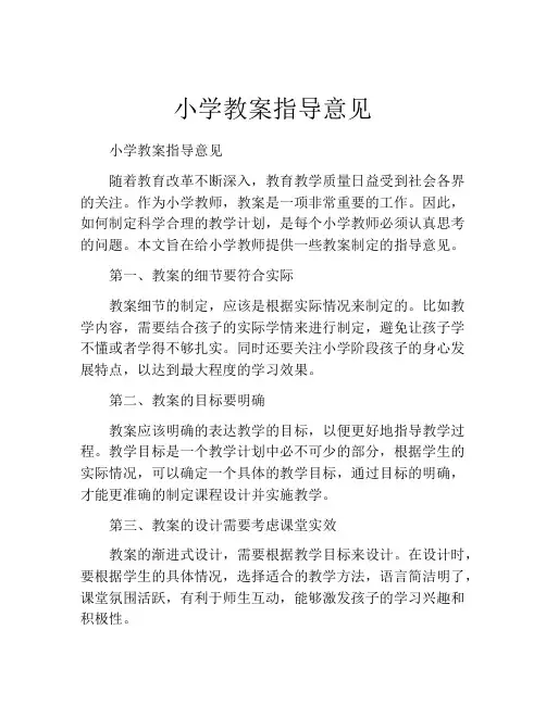 小学教案指导意见