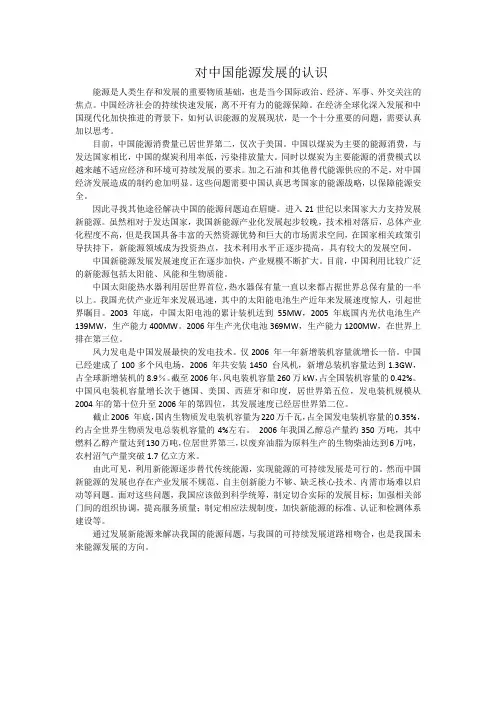对中国能源发展的认识