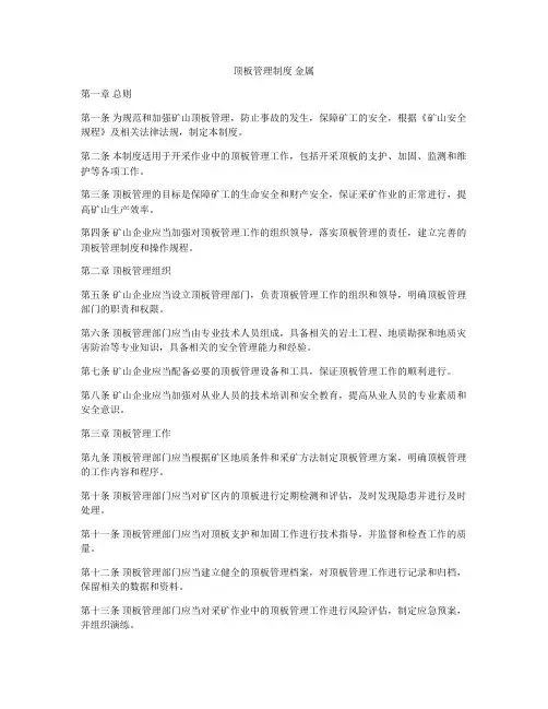 顶板管理制度 金属
