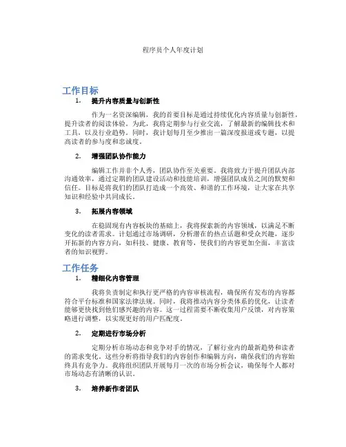 程序员个人年度计划