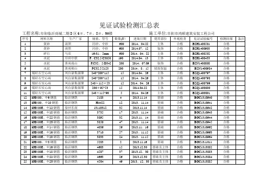见证试验检测汇总表