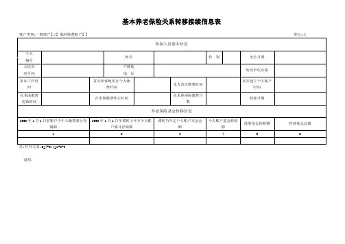 基本养老保险关系转移接续信息表