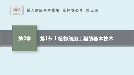 高中生物 选修3 第2章 第1节 植物细胞工程的基本技术