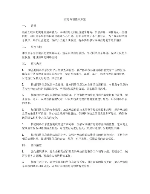 信息专项整治方案