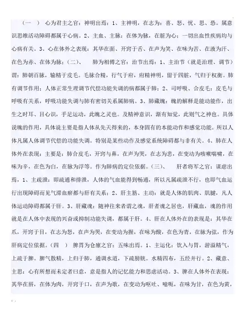 五脏六腑之官职