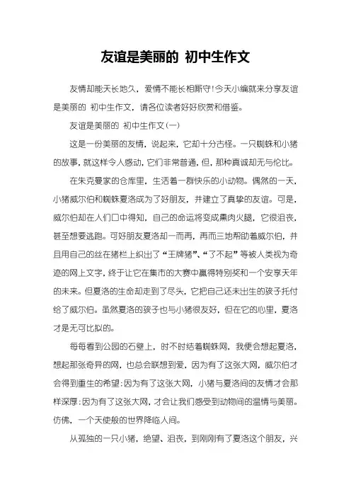 友谊是美丽的 初中生作文
